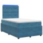 Preview: LED Boxspringbett mit Matratze Blau 120 x 190 cm Samt
