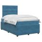 Preview: LED Boxspringbett mit Matratze Blau 120 x 190 cm Samt