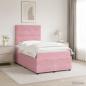 Preview: ARDEBO.de - LED Boxspringbett mit Matratze Rosa 120 x 190 cm Samt