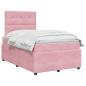 Preview: LED Boxspringbett mit Matratze Rosa 120 x 190 cm Samt