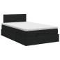 Preview: Ottoman Bett mit Matratze Schwarz 120 x 190 cm Stoff