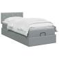 Preview: Ottoman Bett mit Matratze Hellgrau 80 x 200 cm Stoff