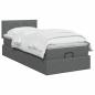 Preview: Ottoman Bett mit Matratze Dunkelgrau 100 x 200 cm Stoff