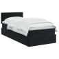 Preview: Ottoman Bett mit Matratze mit Kopfteil Schwarz 80 x 200 cm Samt