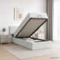 Preview: ARDEBO.de - Ottoman Bett mit Matratze Hellgrau 90 x 200 cm Samt