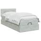 Preview: Ottoman Bett mit Matratze Hellgrau 100 x 200 cm Samt