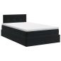 Preview: Ottoman Bett mit Matratze Schwarz 120 x 190 cm Samt