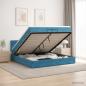 Preview: ARDEBO.de - Ottoman Bett mit Matratze Dunkelblau 200 x 200 cm Samt