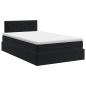 Preview: Ottoman Bett mit Matratze Schwarz 120 x 190 cm Samt