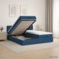 Preview: ARDEBO.de - Ottoman Bett mit Matratze mit Kopfteil 2 Stk. Blau Stoff