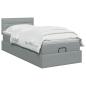 Preview: Ottoman-Bett mit Matratze und LED Hellgrau 80 x 200 cm Stoff