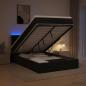 Preview: ARDEBO.de - Ottoman-Bett mit Matratze und LED Schwarz 120 x 200 cm Stoff