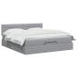 Preview: Ottoman-Bett mit Matratze und LED Hellgrau 140 x 200 cm Stoff