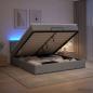 Preview: Ottoman-Bett mit Matratze und LED Hellgrau 140 x 200 cm Stoff