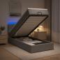Preview: ARDEBO.de - Ottoman-Bett mit Matratze und LED Hellgrau 90 x 200 cm Stoff