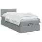 Preview: Ottoman-Bett mit Matratze und LED Hellgrau 90 x 200 cm Stoff