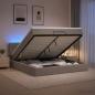Preview: ARDEBO.de - Ottoman-Bett mit Matratze und LED Taupe 140 x 190 cm Stoff