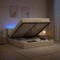 Preview: ARDEBO.de - Ottoman-Bett mit Matratze und LED Creme 140 x 190 cm Stoff