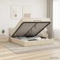 Preview: Ottoman-Bett mit Matratze und LED Creme 140 x 190 cm Stoff