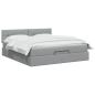 Preview: Ottoman-Bett mit Matratze und LED Hellgrau 160 x 200 cm Stoff