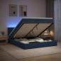 Preview: Ottoman-Bett mit Matratze und LED Blau 160 x 200 cm Stoff