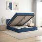 Preview: Ottoman-Bett mit Matratze und LED Blau 200 x 200 cm Stoff