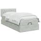 Preview: Ottoman-Bett mit Matratze und LED Hellgrau 90 x 190 cm Samt