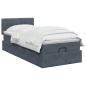 Preview: Ottoman-Bett mit Matratze und LED Dunkelgrau 90 x 190 cm Samt
