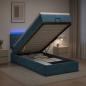 Preview: ARDEBO.de - Ottoman-Bett mit Matratze und LED Dunkelblau 90 x 190 cm Samt