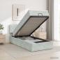 Preview: Ottoman-Bett mit Matratze und LED Hellgrau 90 x 200 cm Samt