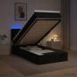 Preview: ARDEBO.de - Ottoman-Bett mit Matratze und LED Schwarz 90 x 200 cm Samt