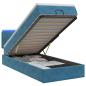 Preview: Ottoman-Bett mit Matratze und LED Dunkelblau 100 x 200 cm Samt