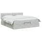Preview: Ottoman-Bett mit Matratze und LED Hellgrau 140 x 190 cm Samt