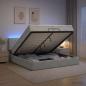 Preview: ARDEBO.de - Ottoman-Bett mit Matratze und LED Hellgrau 200 x 200 cm Samt