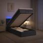 Preview: ARDEBO.de - Ottoman-Bett mit Matratze und LED Dunkelgrau 90 x 190 cm Samt