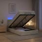 Preview: Ottoman-Bett mit Matratze und LED Hellgrau 120 x 190 cm Samt