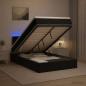 Preview: ARDEBO.de - Ottoman-Bett mit Matratze und LED Schwarz 120 x 190 cm Samt