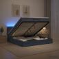 Preview: ARDEBO.de - Ottoman-Bett mit Matratze und LED Dunkelgrau 140 x 190 cm Samt