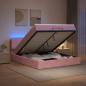 Preview: Ottoman-Bett mit Matratze und LED Rosa 180 x 200 cm Samt