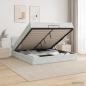 Preview: ARDEBO.de - Ottoman-Bett mit Matratze und LED Hellgrau 200 x 200 cm Samt