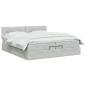 Preview: Ottoman-Bett mit Matratze und LED Hellgrau 200 x 200 cm Samt