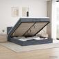 Preview: ARDEBO.de - Ottoman-Bett mit Matratze und LED Dunkelgrau 200 x 200 cm Samt