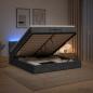 Preview: Ottoman-Bett mit Matratze und LED Dunkelgrau 200 x 200 cm Samt