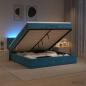 Preview: Ottoman-Bett mit Matratze und LED Dunkelblau 200 x 200 cm Samt
