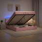 Preview: Ottoman-Bett mit Matratze und LED Rosa 200 x 200 cm Samt