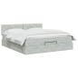 Preview: Ottoman-Bett mit Matratze und LED Hellgrau 140 x 190 cm Samt