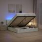 Preview: Ottoman-Bett mit Matratze und LED Hellgrau 140 x 190 cm Samt