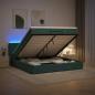 Preview: ARDEBO.de - Ottoman-Bett mit Matratze und LED Dunkelgrün 140 x 190 cm Samt