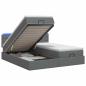 Preview: Ottoman-Bett mit Matratze und LED Dunkelgrau 200 x 200 cm Stoff