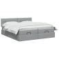 Preview: Ottoman-Bett mit Matratze und LED Hellgrau 160 x 200 cm Stoff